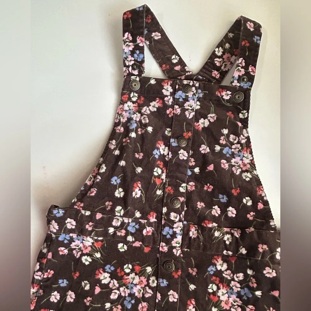 Gymboree Western Skies Brown Floral Corduroy Jumper Dress Girls Size 7